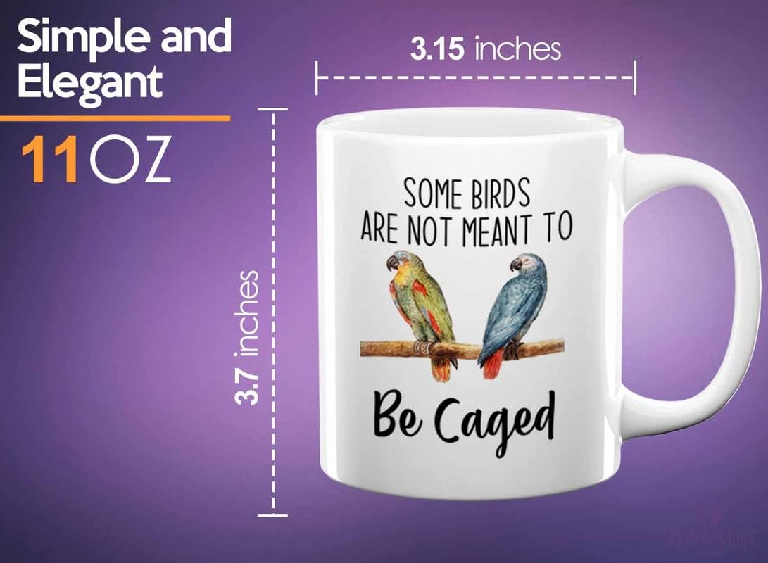 Bird Lover Coffee Mug 11oz White - Birds to be caged - Hummingbird Nest Cage Parrot Dad Gardening Outdoor Birdwatcher Feeder