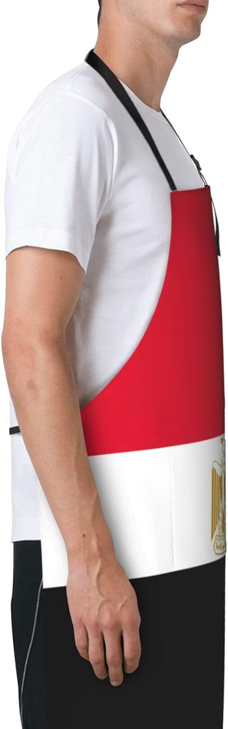 Egyptian flag print Waterproof chef's apron with pocket apron for kitchen cooking baking barbecue and gardening