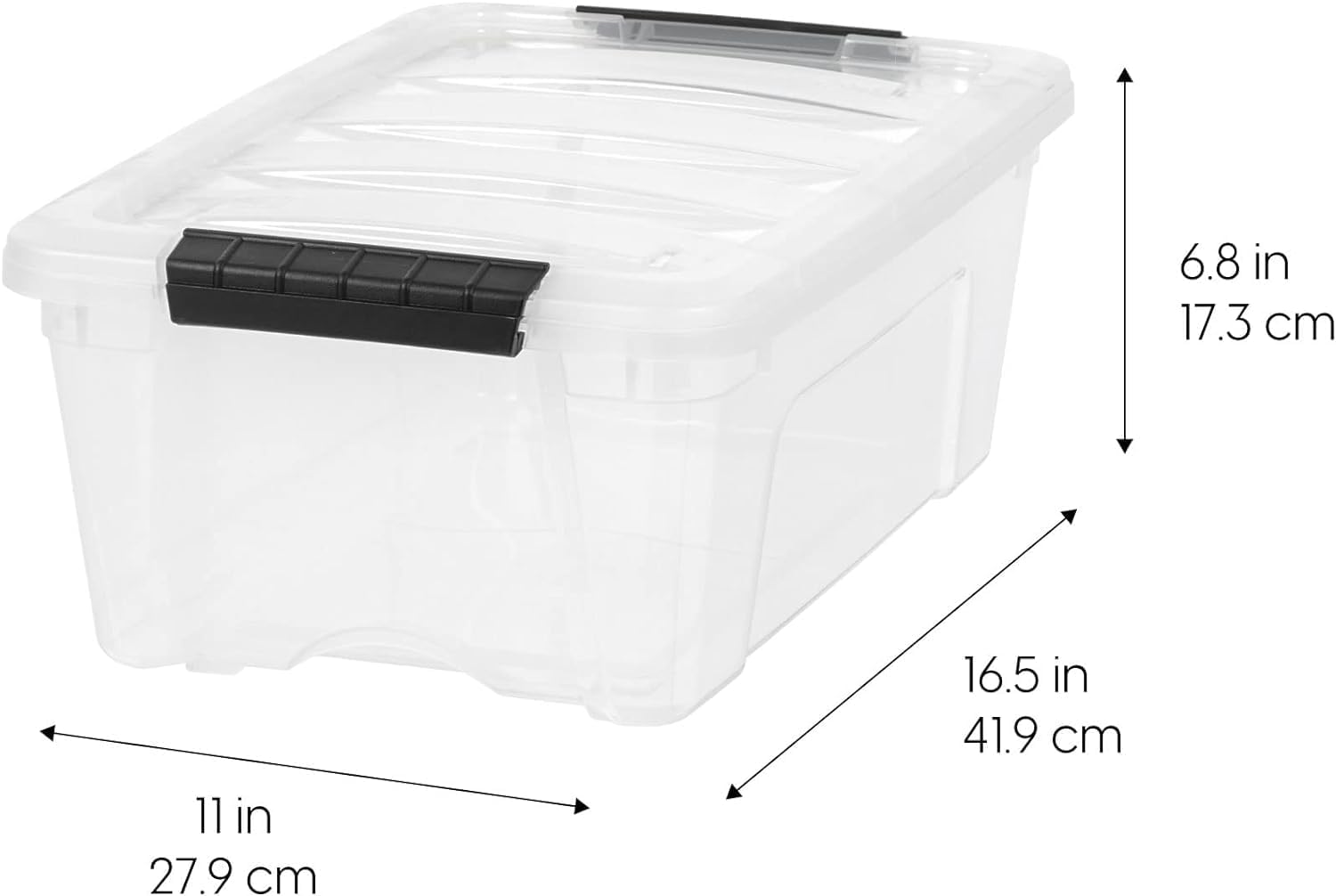 IRIS USA 13 QT Plastic Storage Box with Lid and Latches - 6 Pack - BPA