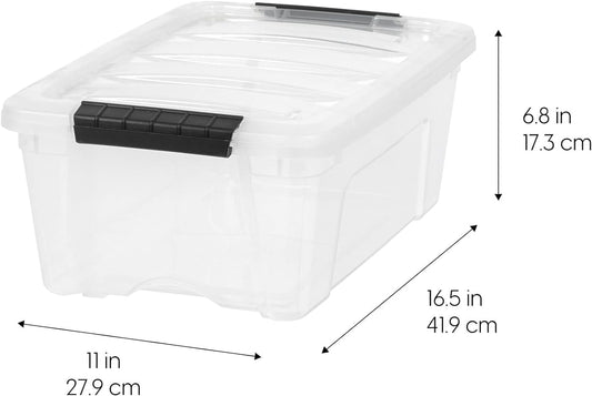 IRIS USA 13 QT Plastic Storage Box with Lid and Latches - 6 Pack - BPA