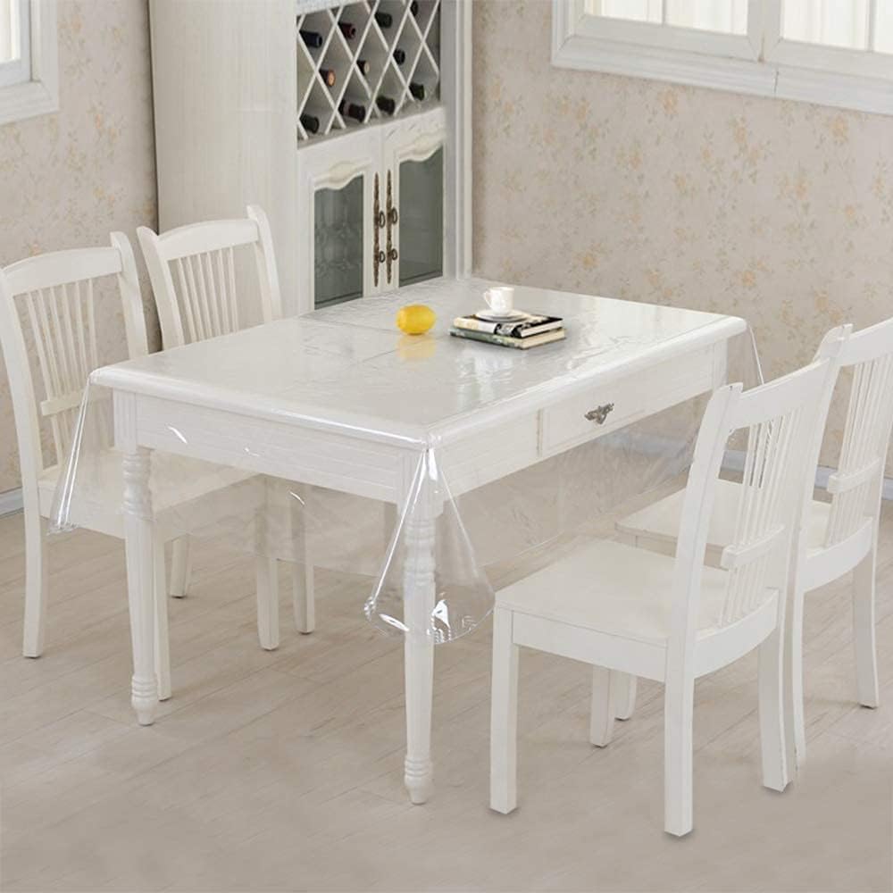 sancua Clear Plastic 100% Waterproof Tablecloth - 54 x 78 Inch - Vinyl PVC Rectangle Table Cloth Protector Oil Spill Proof Wipe Clean Table Cover for Dining Tables, Parties & Camping, Crystal Clear