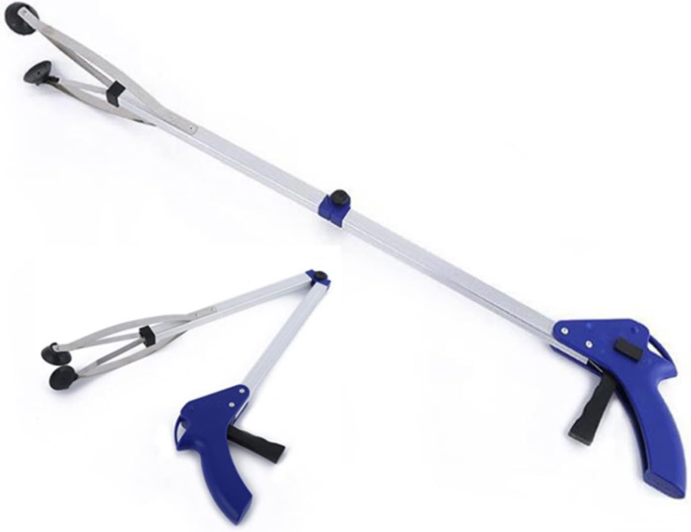 Foldable Reacher Grabber Tool,Long 32" Foldable Extender Gripper Tool, Suction Cups for Precise Work, Claw Trash Garbage Picker,Garden Nabber(Aluminum Square Tube)