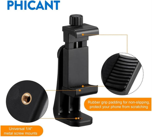 Phone Tripod Mount Adapter/Universal Tripod Cell Phone Holder, Fits Any Smartphone, 1/4" Standard Screw, Rotating Vertical and Horizontal, Compatible with iPhone, Samsung, Selfie Stick, Monopod