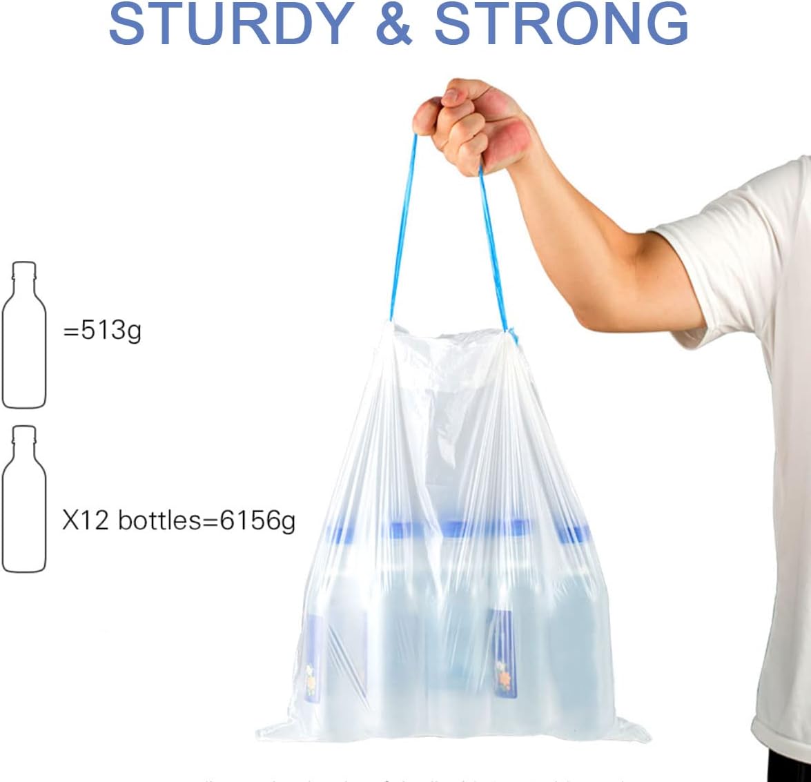 Charmount 4 Gallon Trash Bags - Drawstring small trash Bags for Bathroom, Kitchen, Bedroom, Office, 60 Count (Upgraded - Easy to Separate)…