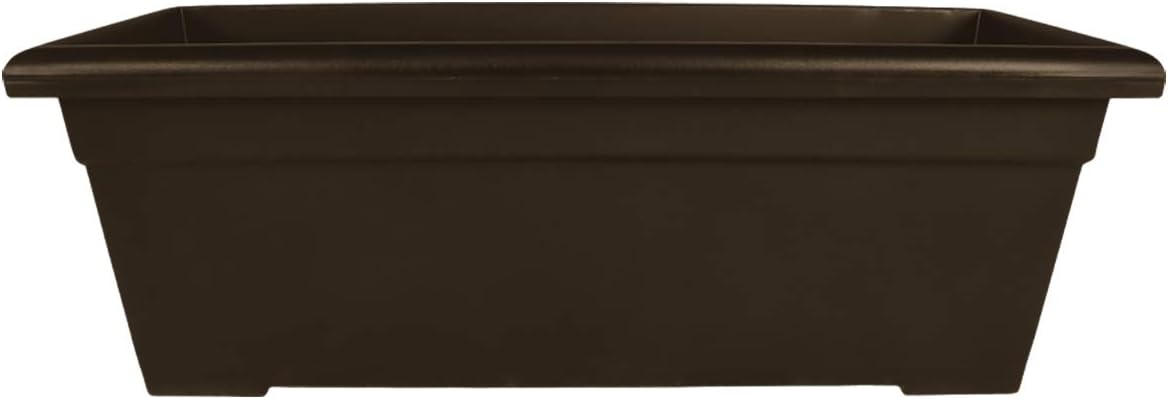 The HC Companies 28 Inch Romana Planter Box with Drainage Plug, Lightweight UV-Resistant Plastic Outdoor Planters, 1-Pack Flower Box for Garden, Patio, Balcony, and Fence, Chocolate