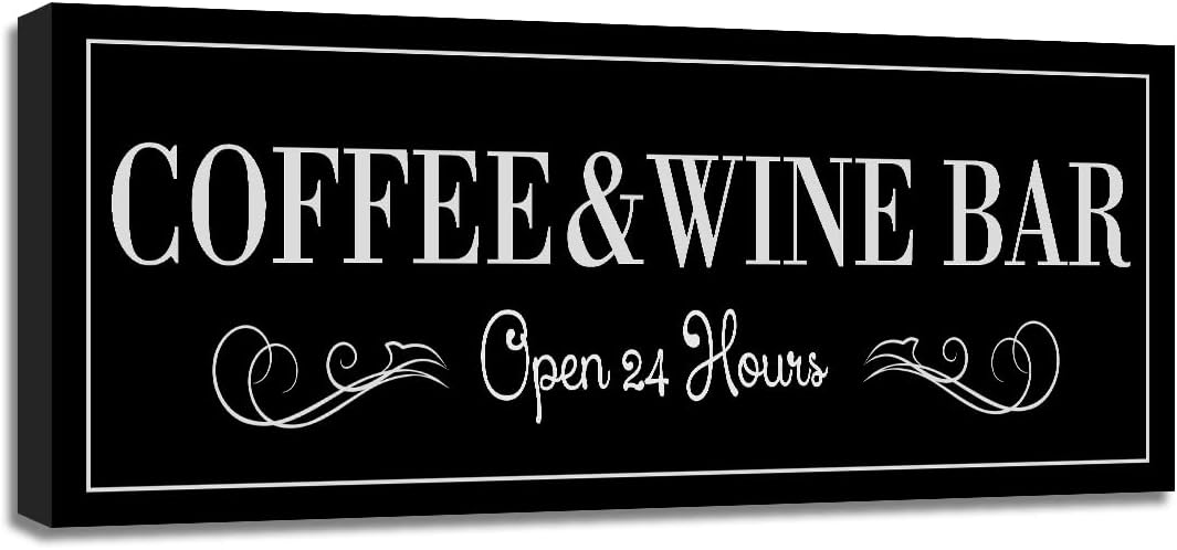 WOWGOOMO Coffee and Wine Bar Signs Decor, Classic Kitchen Wine Cabinet