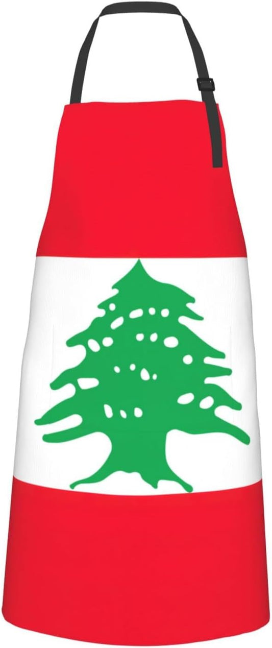 Flag of Lebanon print Waterproof chef's apron with pocket apron for kitchen cooking baking barbecue and gardening