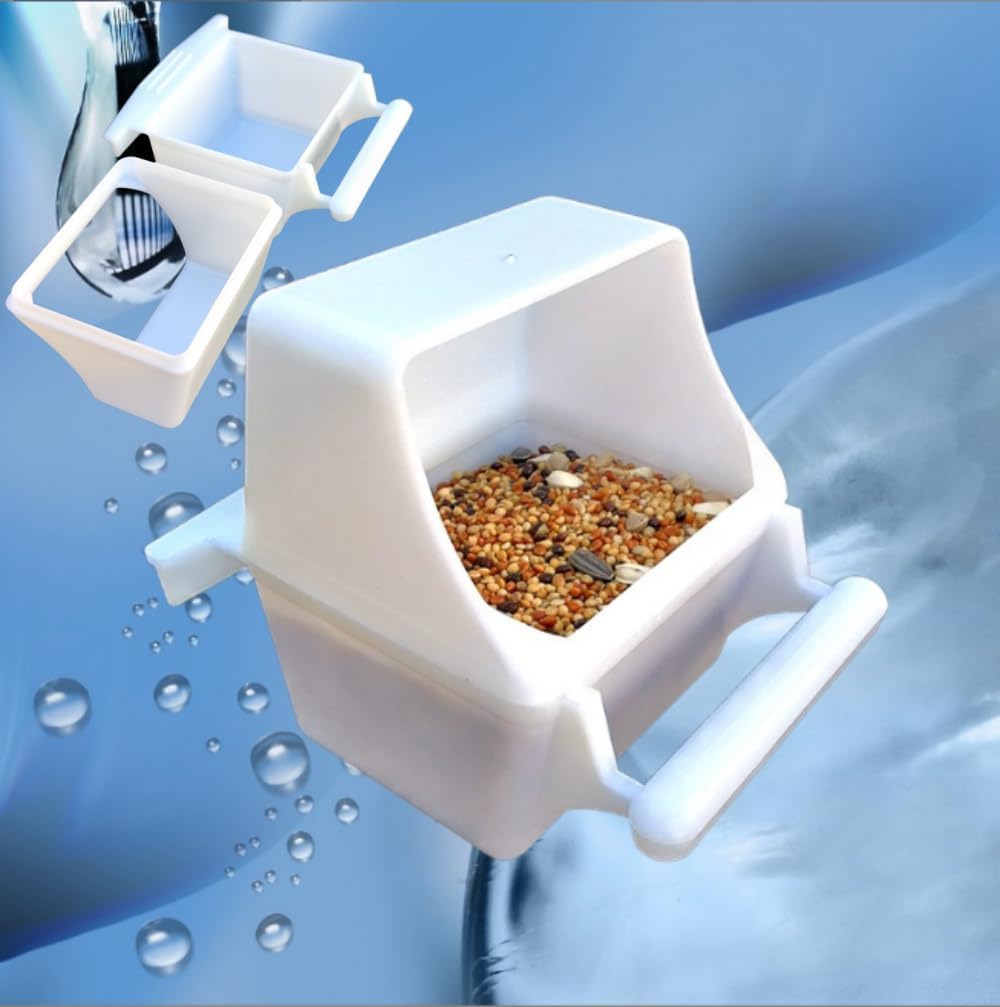 Small Bird Slot Feeder No Mess Cage Hanging Feeder Cup Plastic Food & 