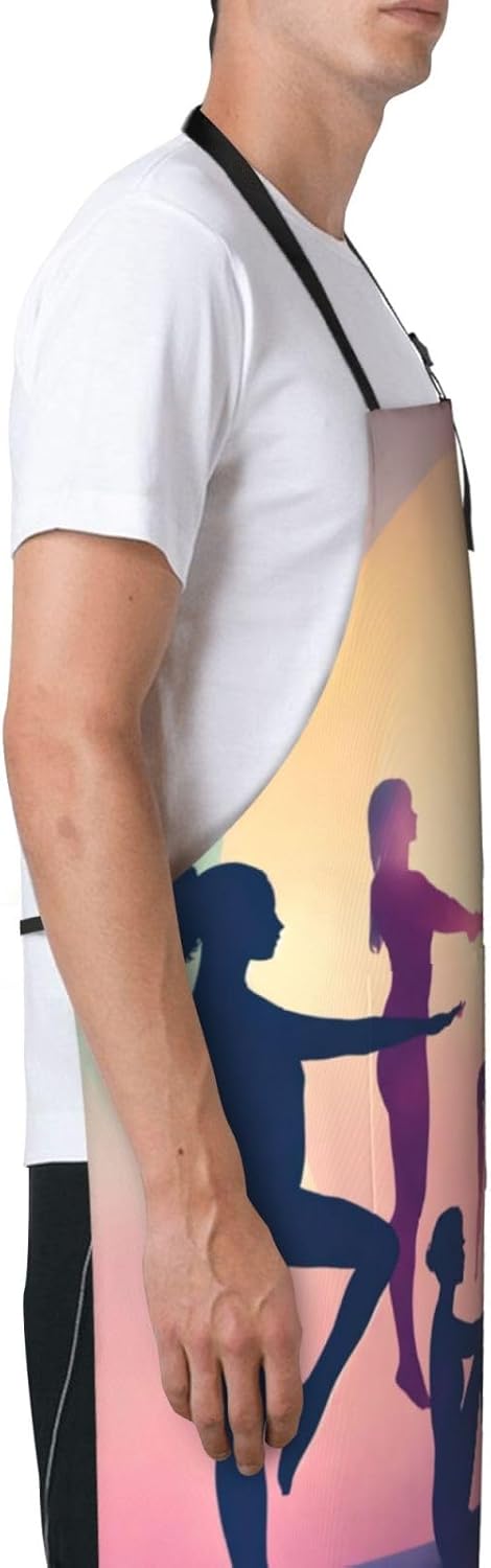 Gymnastics Game print Waterproof chef's apron with pocket apron for kitchen cooking baking barbecue and gardening