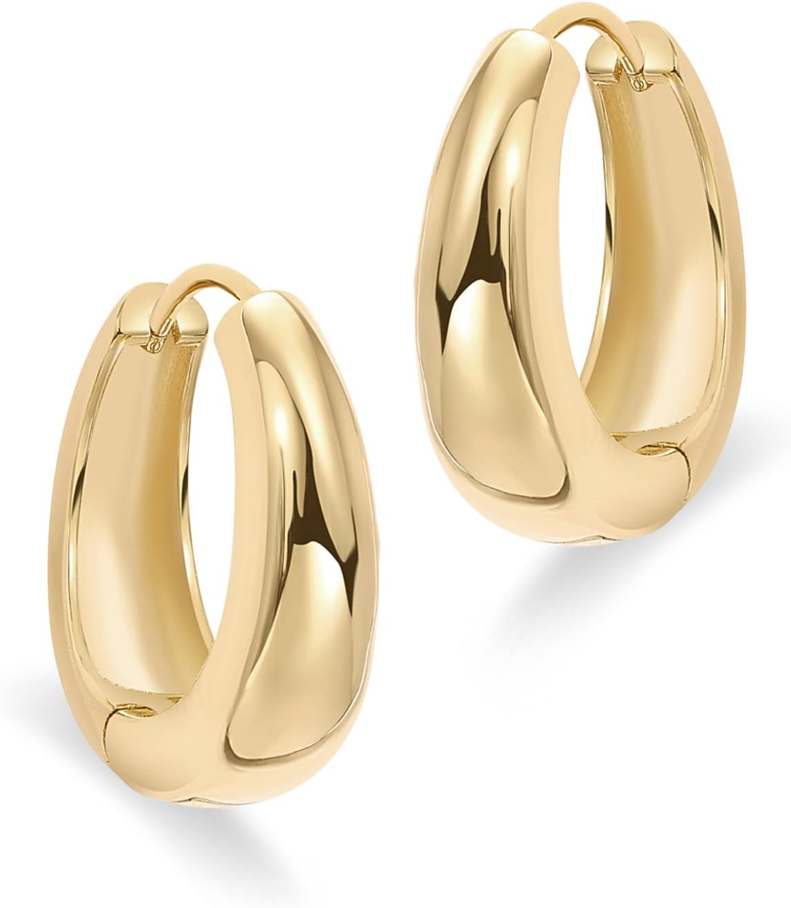 PAVOI 14K Gold Plated 925 Sterling Silver Post Small Chunky Hoops Earr