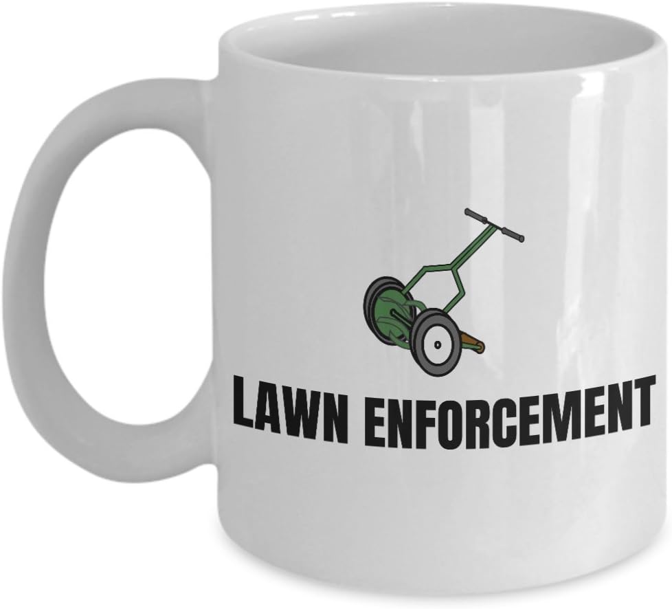 realpeoplegoods Lawn Care, Gardening Gift - Funny Suburban Garden Mug - Lawn Enforcement