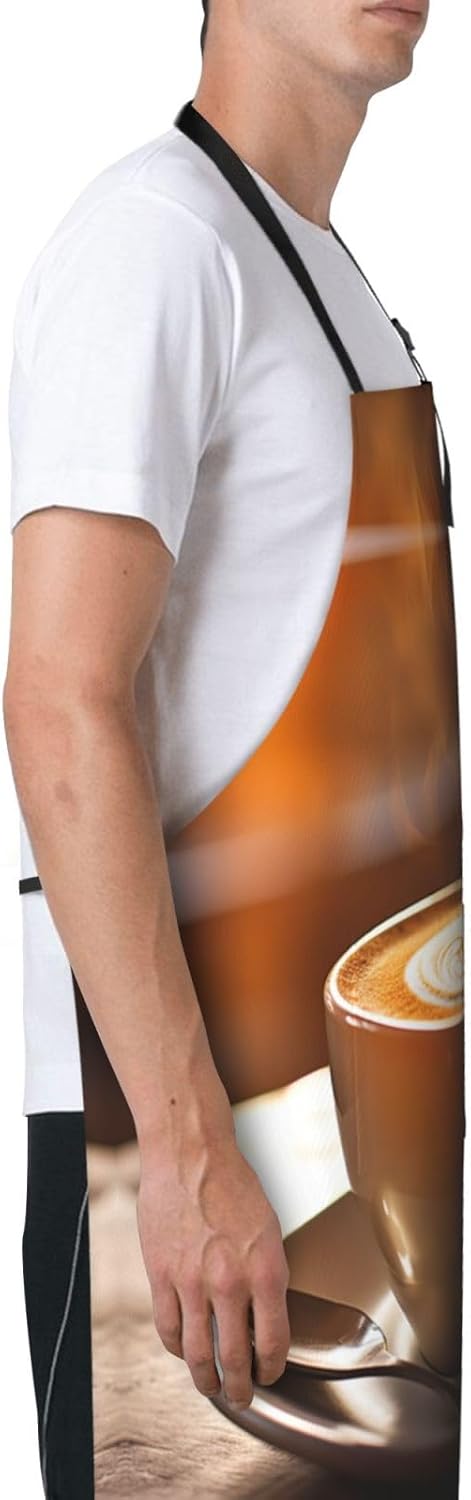 Delicious Coffee print Waterproof apron with pocket adjustable cooking apron for adult kitchen bibs to bake
