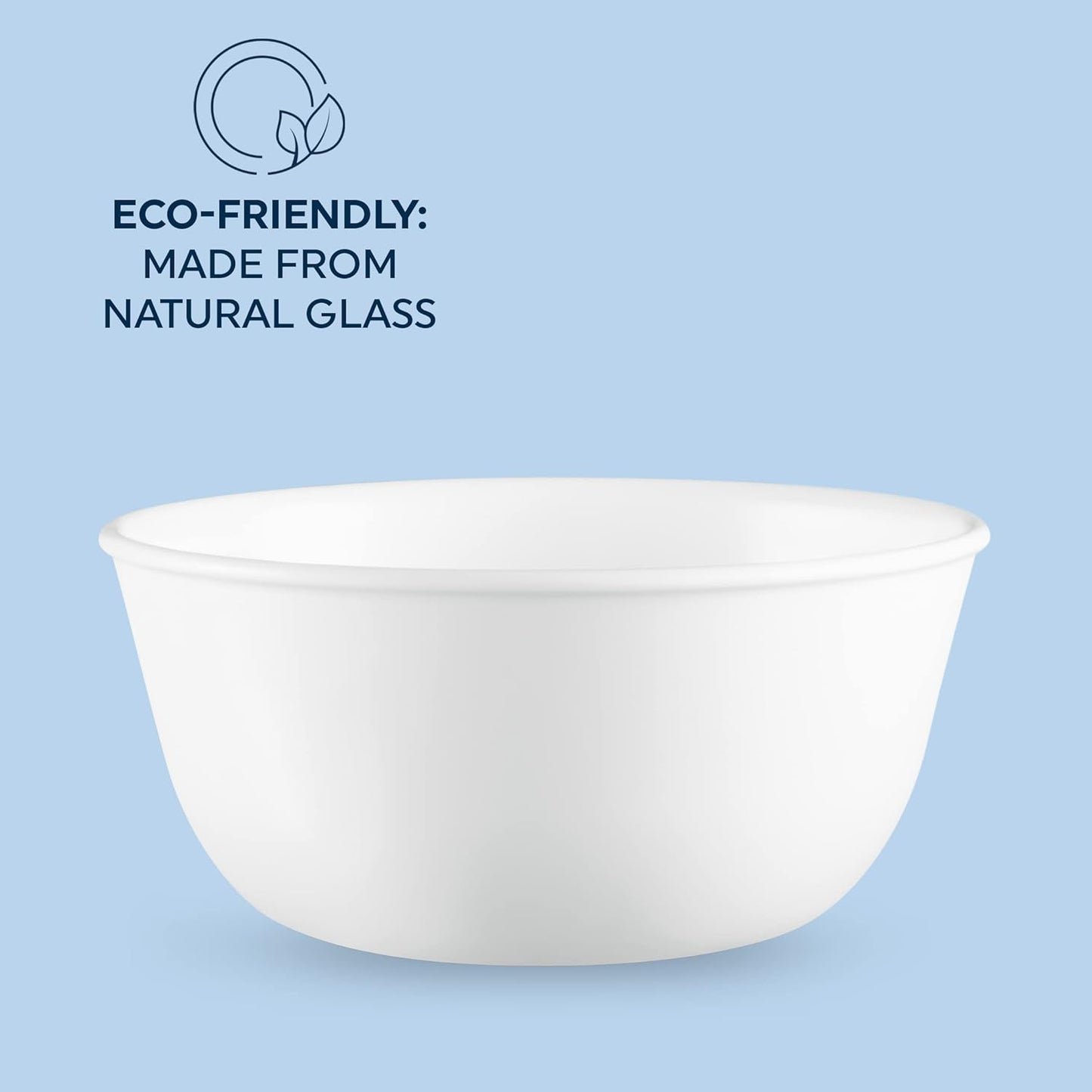 Corelle Vitrelle 28-oz Soup/Cereal Bowls Set of 6 Chip & Crack Resistant Dinnerware Bowls for Soup, Ramen, Cereal and More, Triple Layer Glass, Winter Frost White