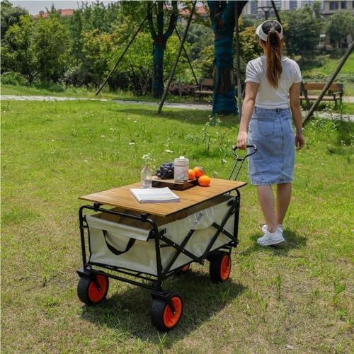 Portable Camping Cart,Outdoor Beach Trolley Cart with Table Board and 