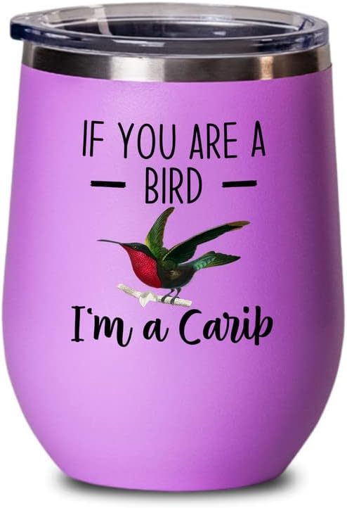Bird Lover Pink Edition Wine Tumbler 12oz - Bird and Carib - Hummingbi