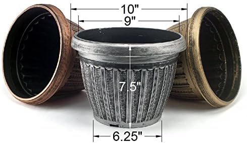 Rustic Flowerpot 10 Planter for Garden Patio Office Ornaments Home Decor Long Lasting Reusable Light Weight (Gold-S)