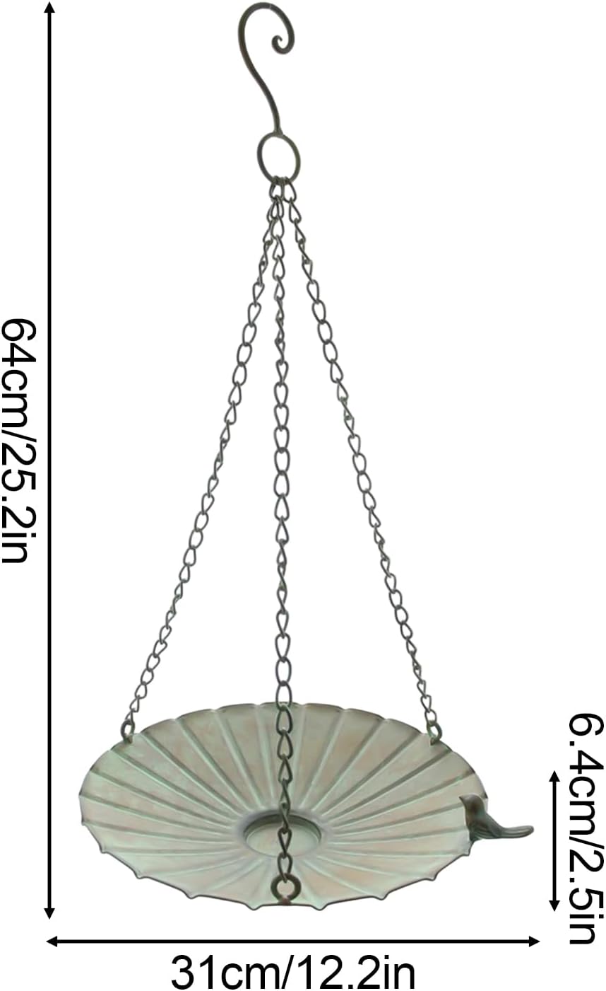 Bird Feeder Tray, Large Capacity Hangable Iron Bowl, Outdoor Garden Bi