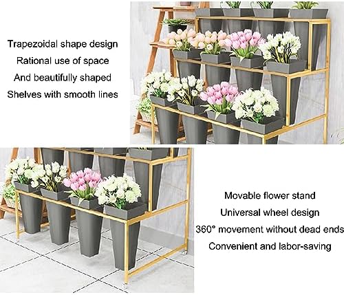 Stylish Metal Flower Cart on Wheels - Versatile Indoor/Outdoor Plant Stand & Bouquet Rack for Fresh Flower Shops, Gardens, Home Decor & Art Exhibitions - Perfect for Flower Displays