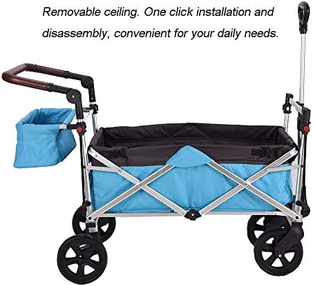 Portable Camping Cart,Large Capacity Garden Folding Cart Sun ShadingChildren's Trolley Portable Holiday Camping Garden Transport Vehicle