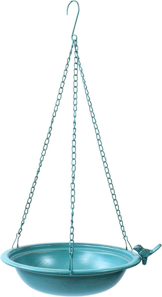 1pcs Hanging Bird Baths for Outdoors, Metal Hanging Bird Feeder, Garden, Yard, Patio Decor (1, Blue)