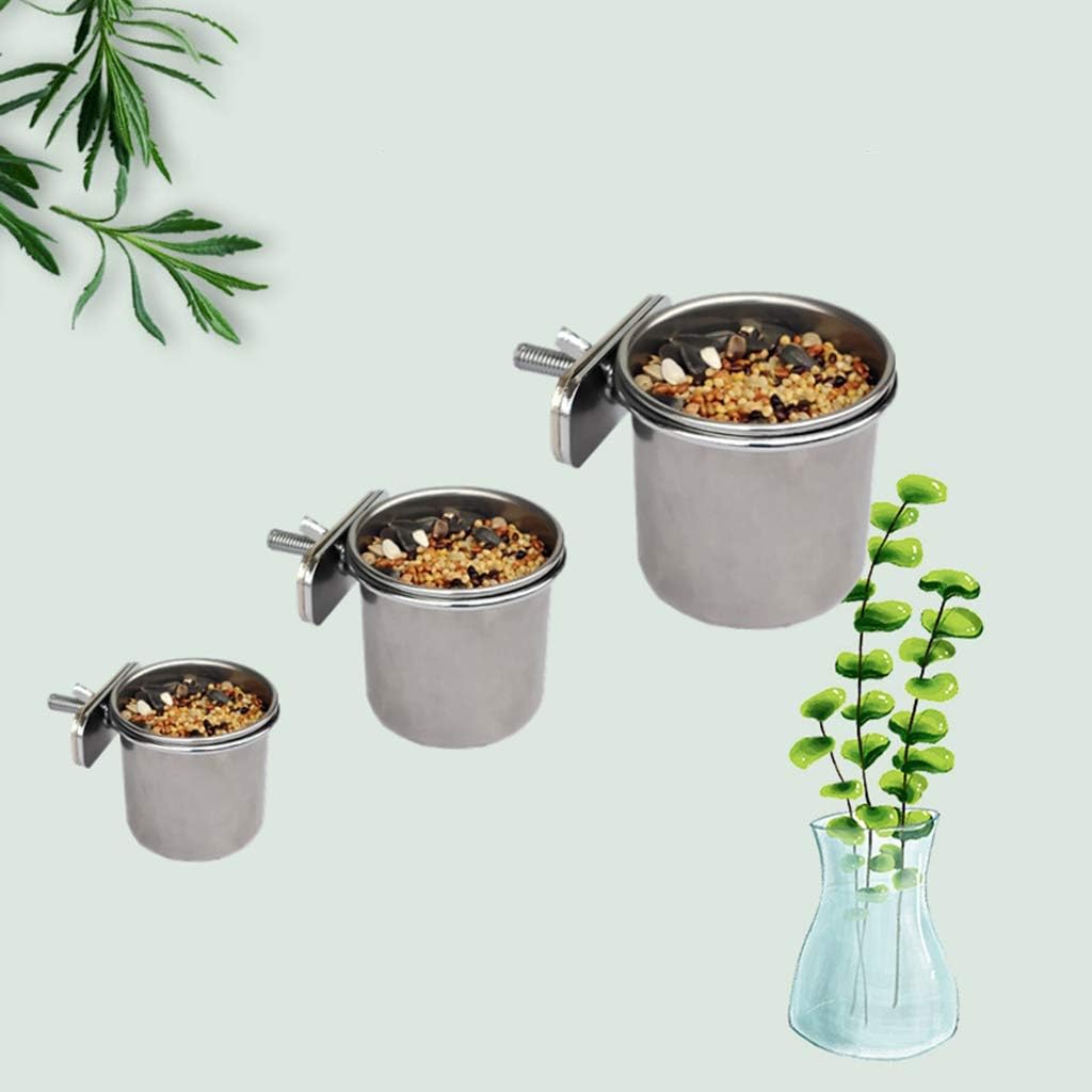 S/for M/L/XL Stainless Steel Pet Parrot Feeding Drinking Cup Water Cage Anti-Turnover Hanging Bowl Cup Birds Foods