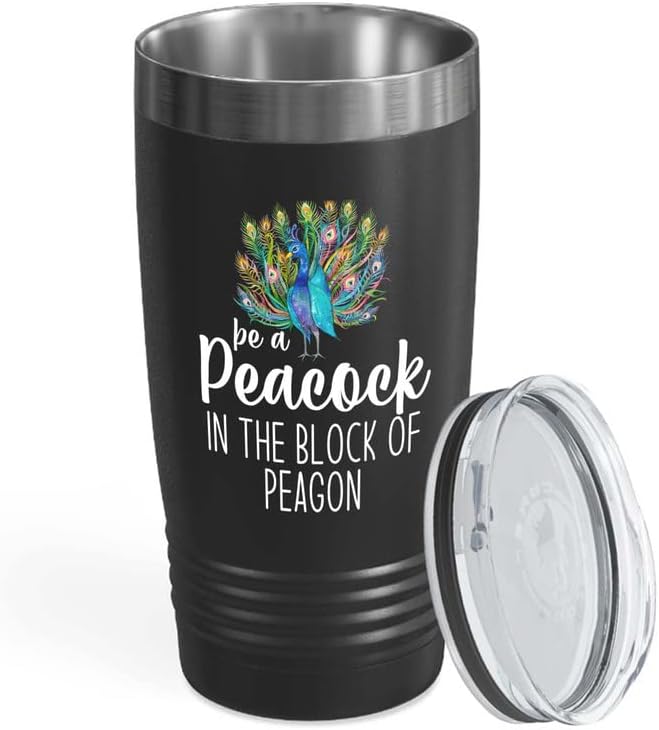 Bird Lover Black Edition Viking Tumbler 20oz - Peacock Block pgeons - 