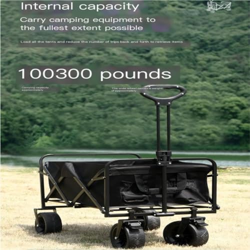 Portable Camping Cart,Foldable Beach Trolley Cart for Outdoor Camping Portable Hand Cart with Camping Table Ideal for Picnics and Campers Small Trailer for Easy Transport (Beige)