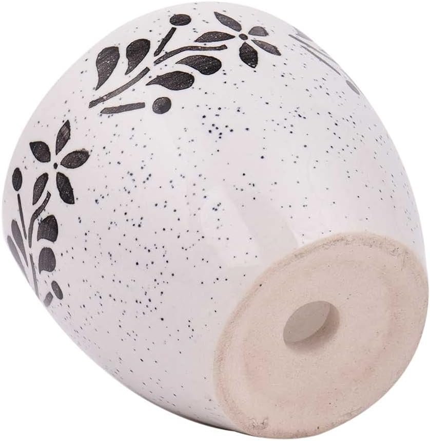 Indian Shelf Handmade Ceramic White Fresh Pot Hand Painted Floral Bord