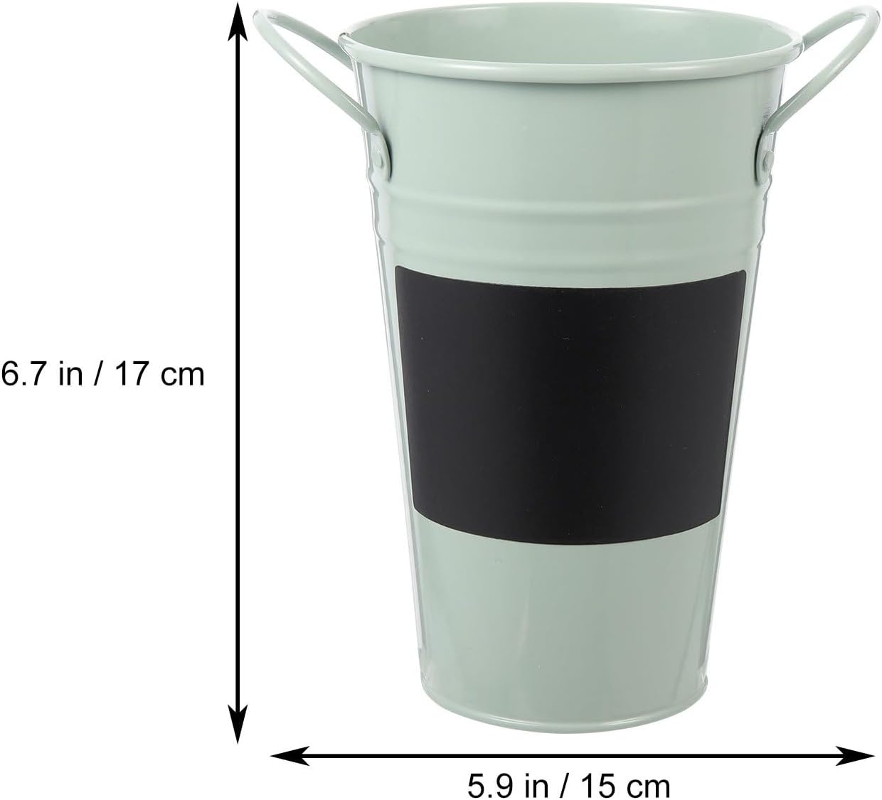 Milisten Iron Flower Pot with Small Chalkboard Light Blue Retro Garden