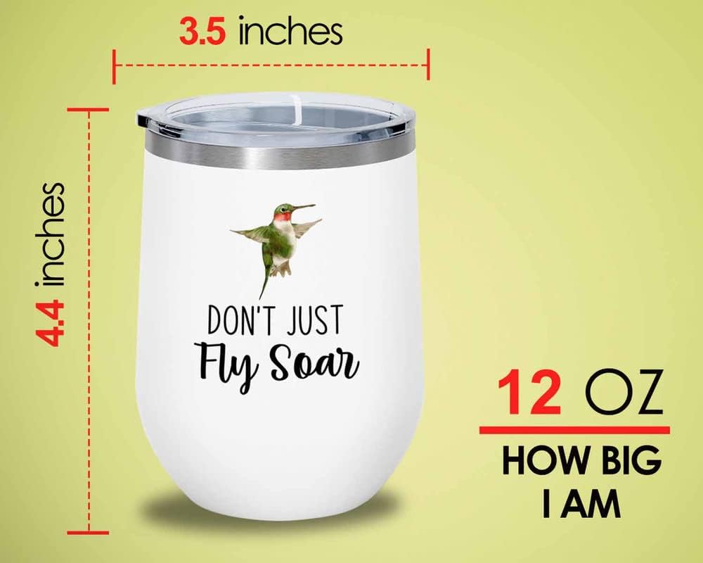 Bird Lover White Edition Wine Tumbler 12oz - Don't just fly soar - Hum
