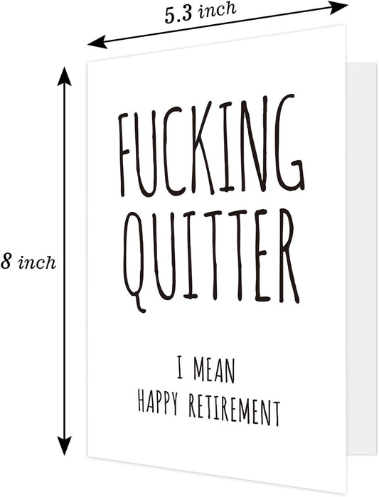 Ogeby Funny Retirement Card for Coworker Colleague Friend, Humor Retiring Card Gift for Him Her, Quitter I Mean Happy Retirement