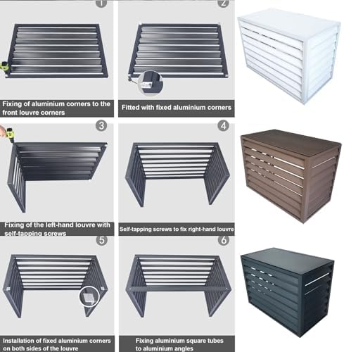 Gray Aluminum Air Conditioner Cover, Mini Split Heat Pump Protection, Outdoor AC Unit Shield, Plant Stand, Noise Reduction, Durable Weatherproof Design, Fits Most Units