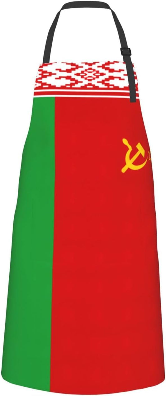 Flag of Belarus print Waterproof chef's apron with pocket apron for kitchen cooking baking barbecue and gardening