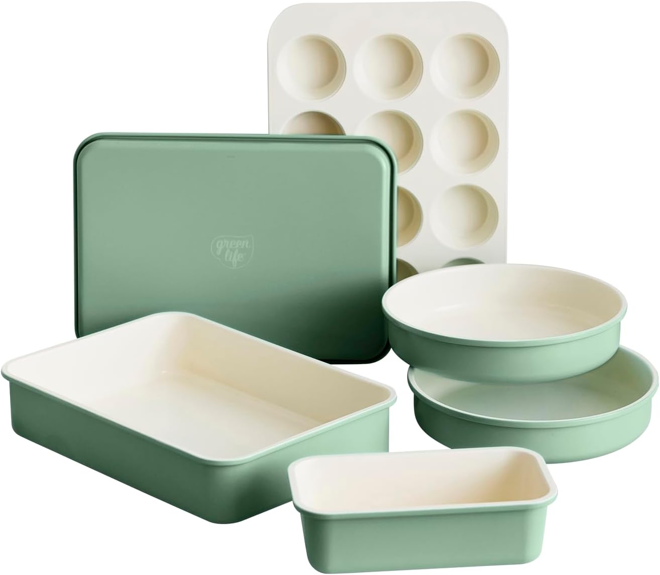GreenLife 6 Piece Nonstick Bakeware Set, Non-Toxic PFAS-Free Ceramic O