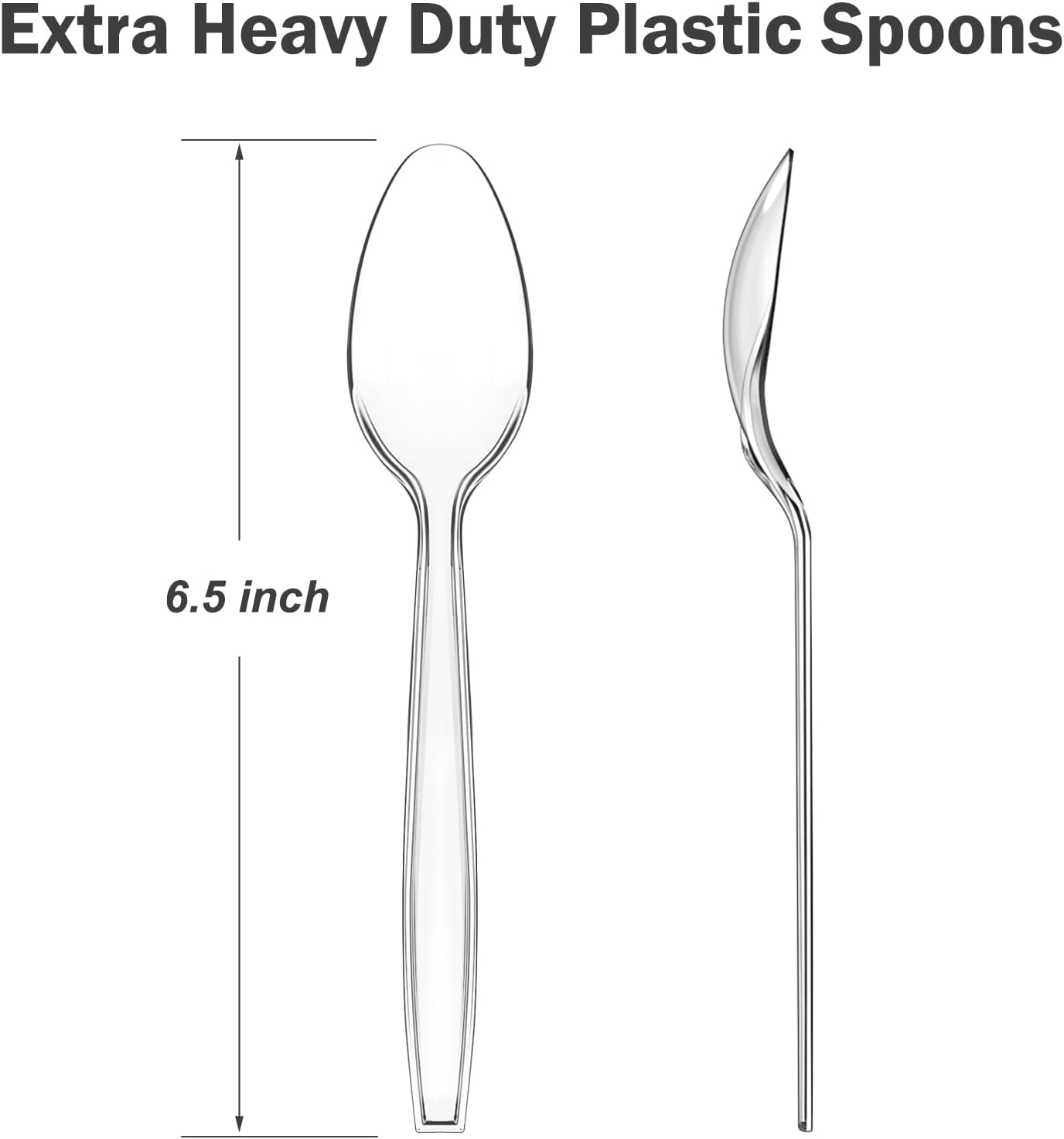 100 Count Clear Plastic Spoons Disposable, BPA-Free, Heat Resistant, S