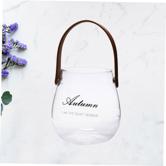 PRETYZOOM Leather Handheld Glass Planter Air Plant Pot Tea Light Container Succulent Vase Wall Decor Accessory Home Office Decor Elegant Storage Bottle s Size
