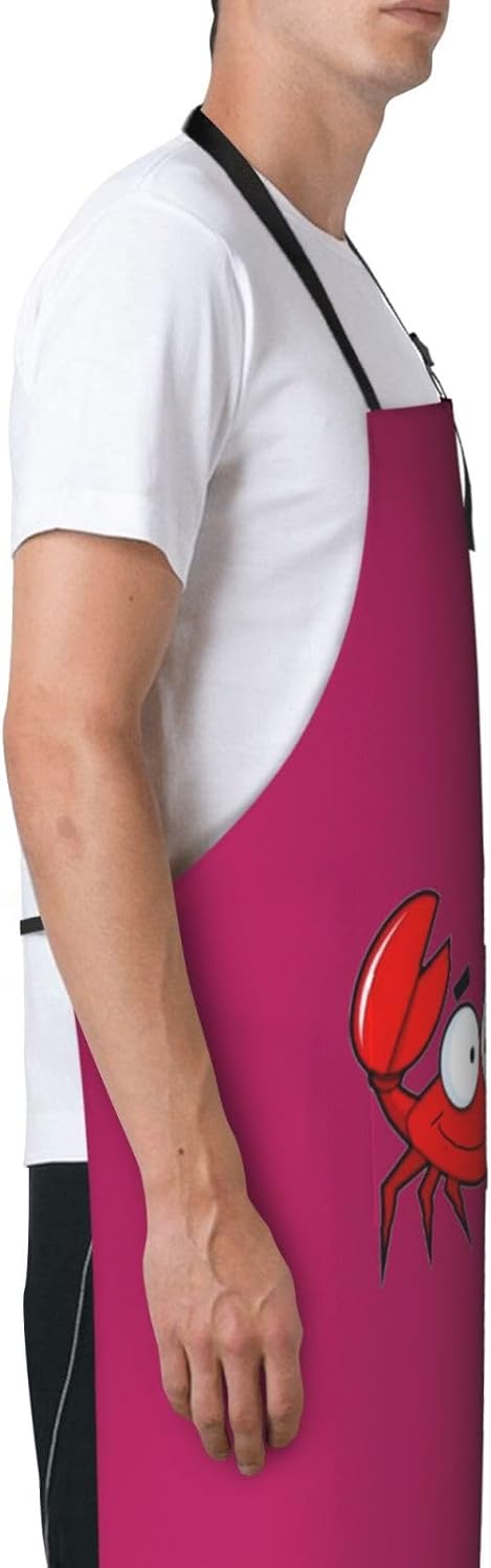 cartoon crab print Waterproof apron with pocket adjustable cooking apron for adult kitchen bibs to bake