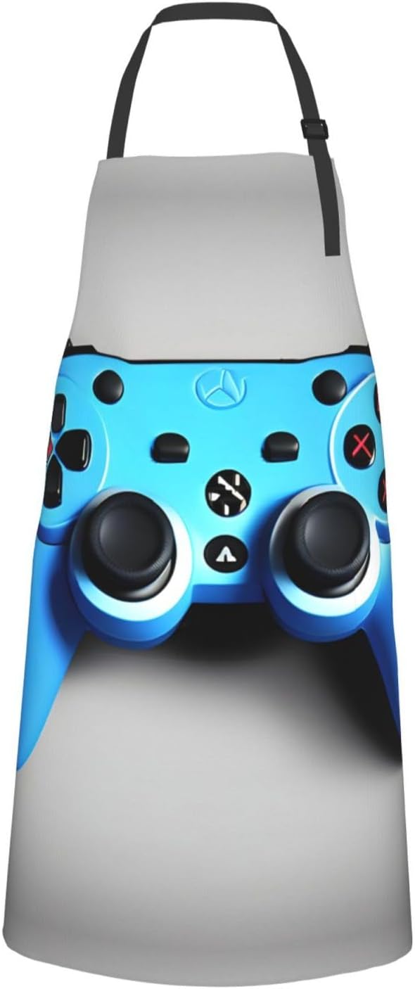 Blue Game Controller Print Laundry apron 28x33 In Waterproof Kitchen A