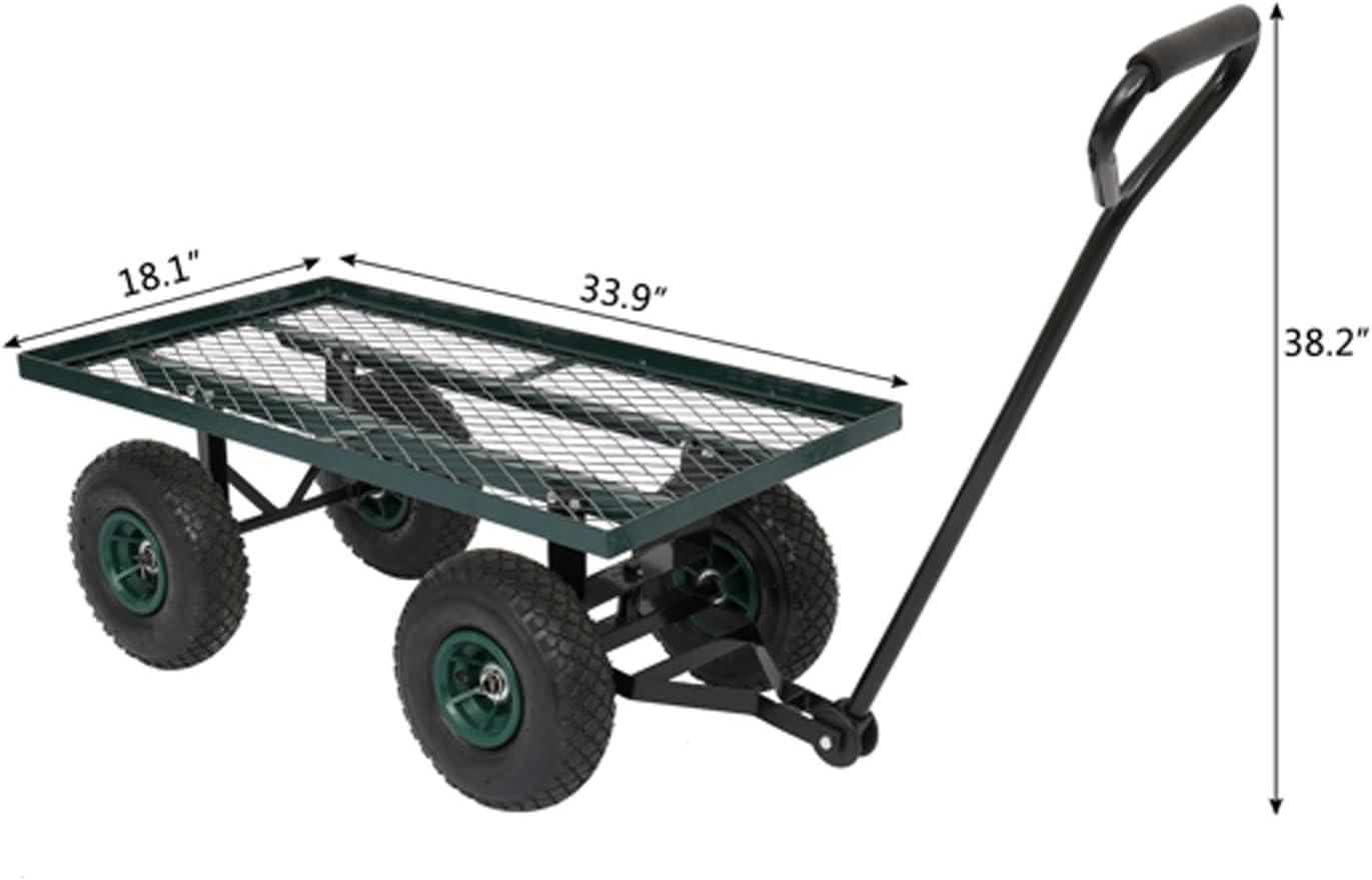 Portable Garden Iron Wood Four Wheel Square Garden Wagon,Outdoor Utili