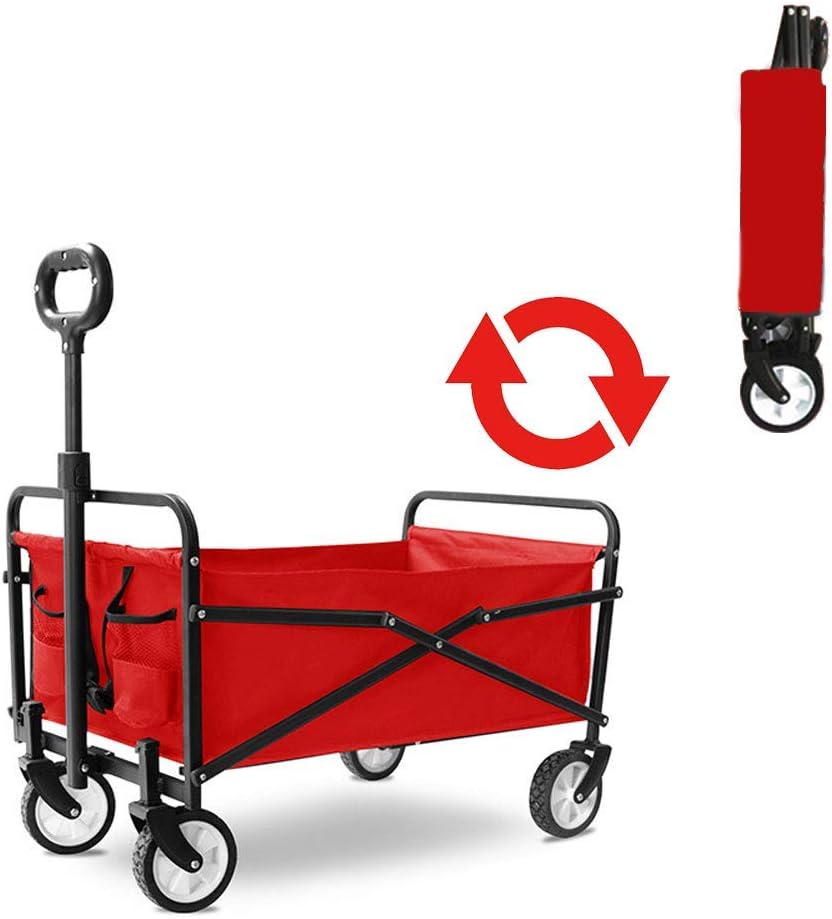 Utility Pull Wagon Collapsible Foldable Trolley Cart with Removable Ca