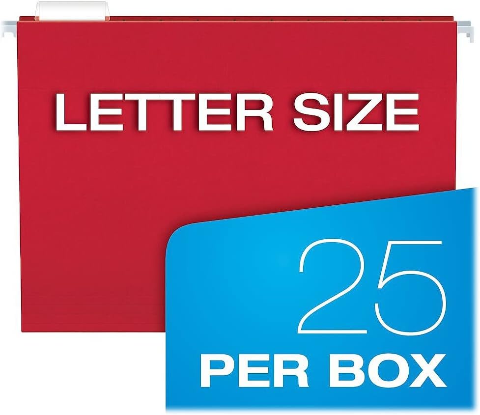 Pendaflex Hanging File Folders, Letter Size, Assorted Colors, 1/5-Cut 