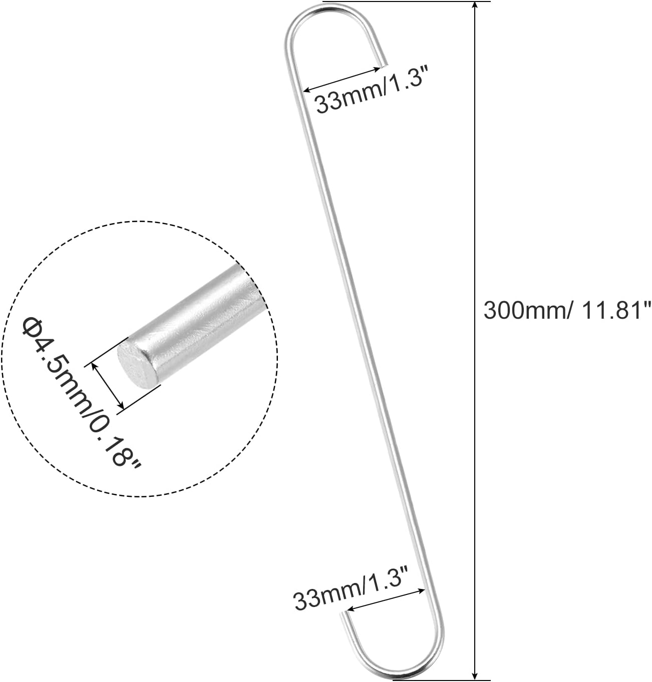 uxcell S Hanging Hooks, 12inch/300mm Extra Long Steel Hanger, Indoor O
