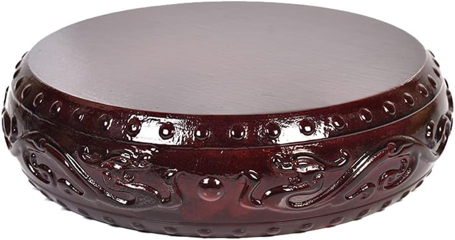 Vase Stand Indoor Vase Base Wood Carving Round Base Wood Carving Stone Flower Pot Base Retro Family Living Room Garden Plant Bracket Decoration Bonsai Display ?Base (Size : A)