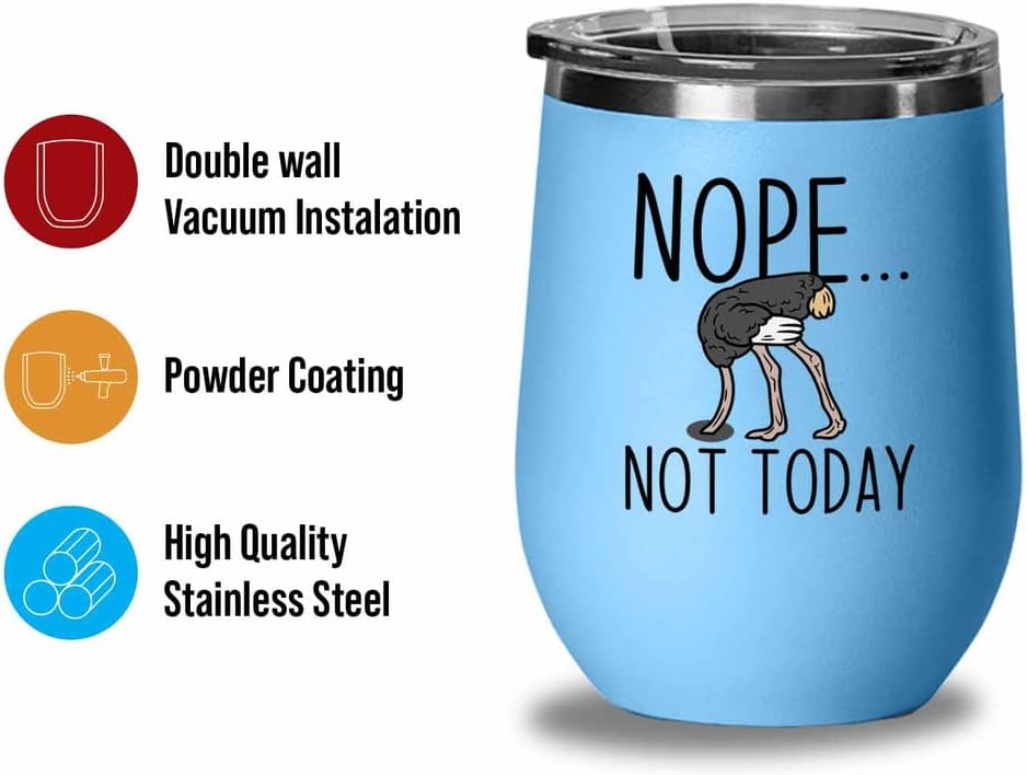 Bird Lover Blue Edition Wine Tumbler 12oz - Nope not Today - Hummingbi