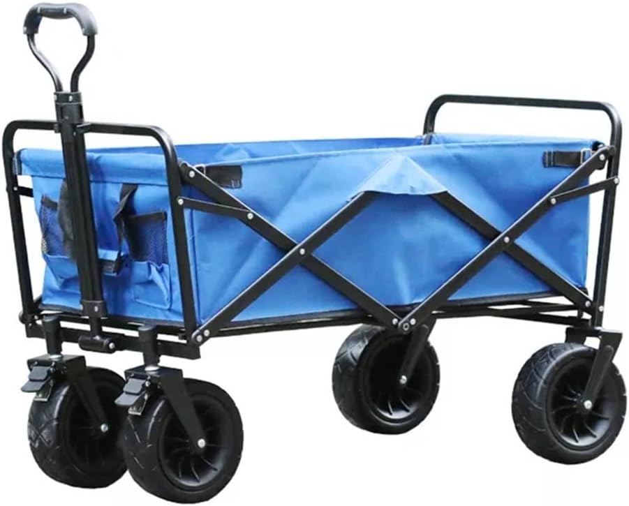 JSEIAJB Camping Cart 120L Large Capacity Folding Adjustable Trolley Portable Shopping Pushcart Outdoor Picnic Beach Wagon(E)