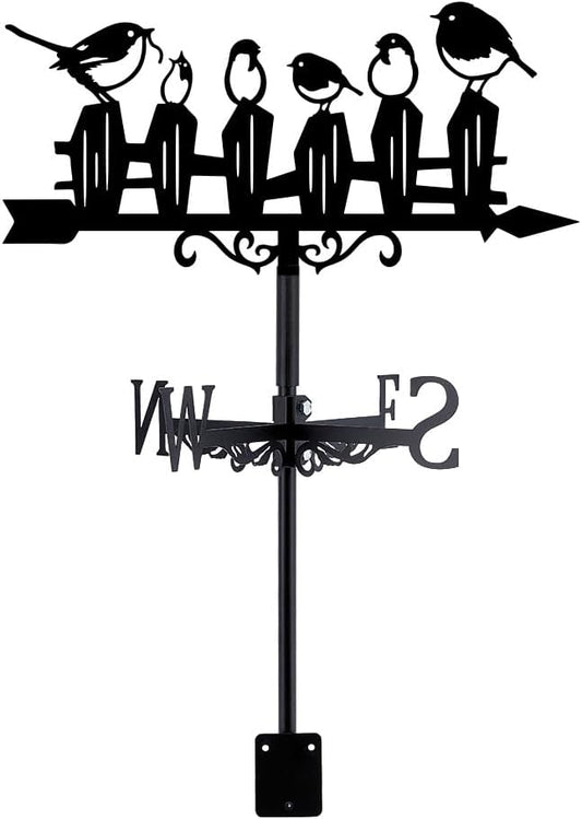 SUPERDANT Birds Weather Vane Bird Fence Metal Wind Vanes for Yard Blac