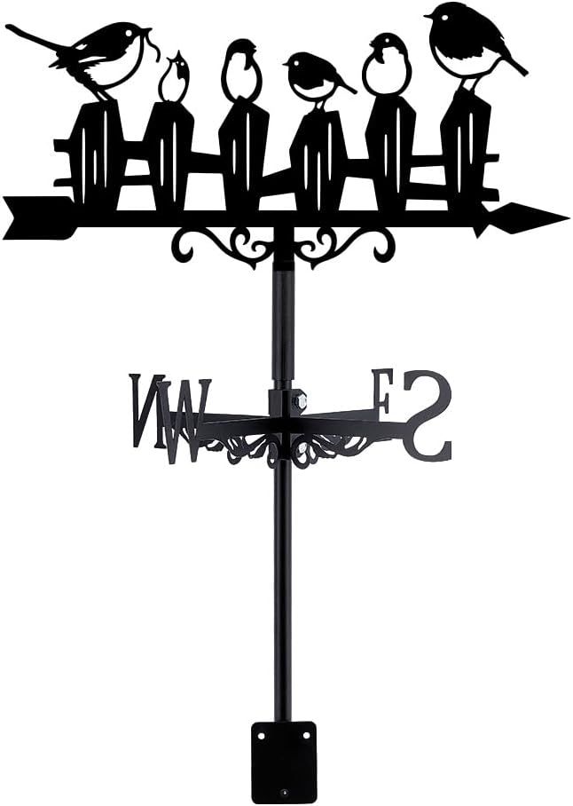 SUPERDANT Birds Weather Vane Bird Fence Metal Wind Vanes for Yard Black Weathervane Signs for Gardens Roof Mount Farmhouse Ourdoor Yard Shed Decoration