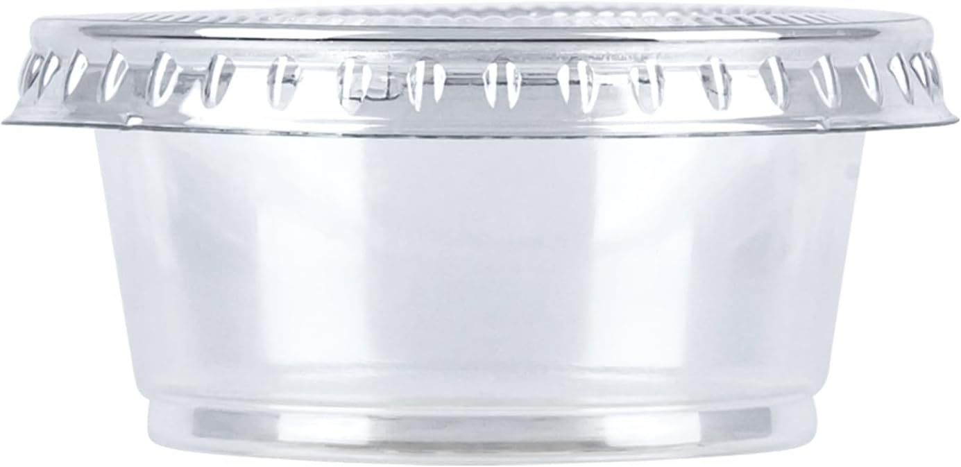 Amazon Basics Disposable Plastic To-Go Cups and Lids, Mini, 2oz, 50 Count