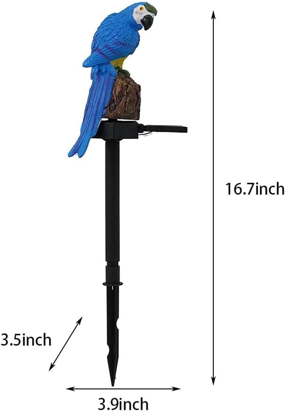 Parrot Decor Garden Solar Light up Figurine Animal Outdoor Stakes Decorative Waterproof LED Decorations for Outside Backyard Decoration Porch Lawn Ornaments Blue