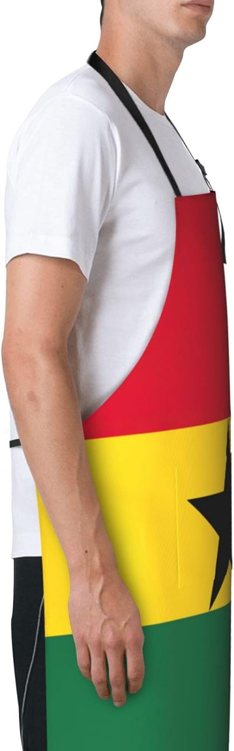 Flag of Ghana print Waterproof chef's apron with pocket apron for kitchen cooking baking barbecue and gardening